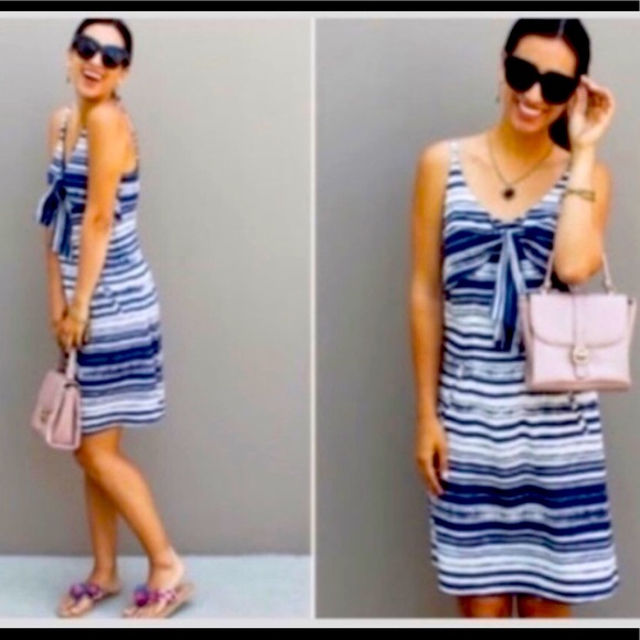 Cabi 5264 Knot Dress Nautical Stripe V-Neck Small - Picture 1 of 5
